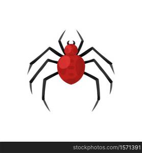 Cartoon spooky red spider . Vector illustration for Halloween holiday