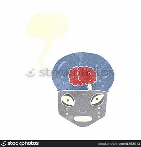 cartoon spooky robot head with speech bubble