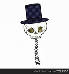 cartoon spooky skull in top hat