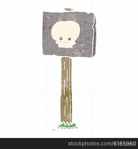 cartoon spooky skull signpost