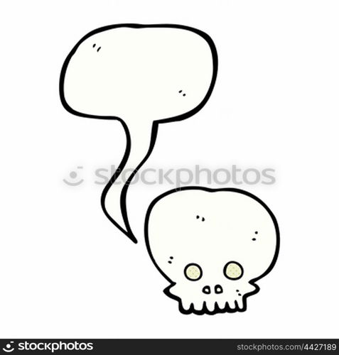 cartoon spooky skull symbol with speech bubble