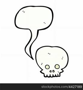 cartoon spooky skull symbol with speech bubble