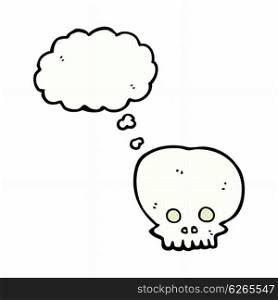 cartoon spooky skull symbol with thought bubble