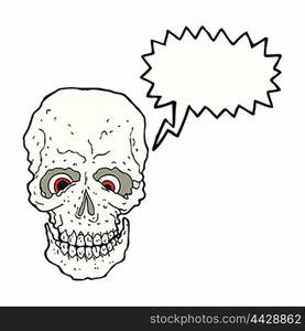 cartoon spooky skull with speech bubble