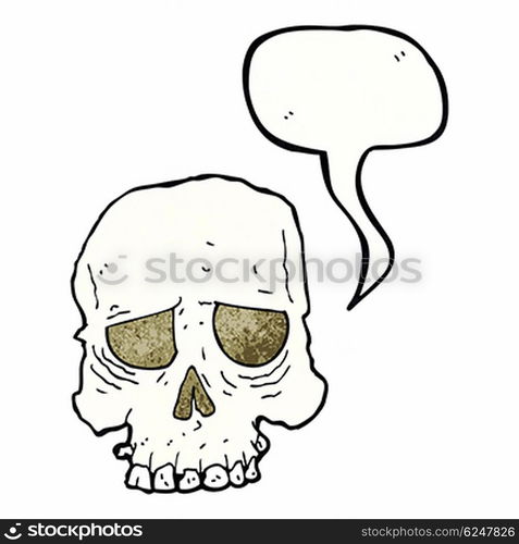 cartoon spooky skull with speech bubble