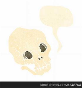 cartoon spooky skull with speech bubble