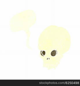 cartoon spooky skull with speech bubble