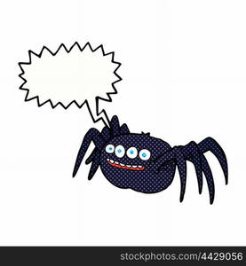 cartoon spooky spider with speech bubble