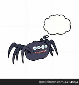 cartoon spooky spider with thought bubble