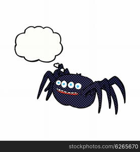 cartoon spooky spider with thought bubble