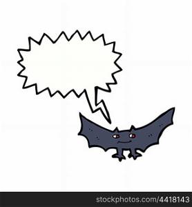 cartoon spooky vampire bat with speech bubble