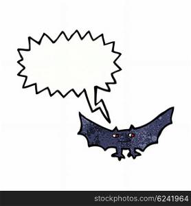 cartoon spooky vampire bat with speech bubble