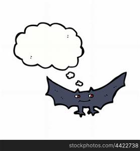 cartoon spooky vampire bat with thought bubble