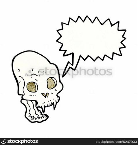 cartoon spooky vampire skull with speech bubble
