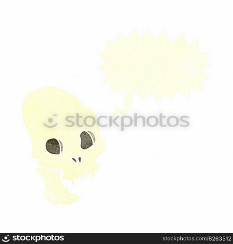 cartoon spooky vampire skull with speech bubble