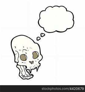 cartoon spooky vampire skull with thought bubble