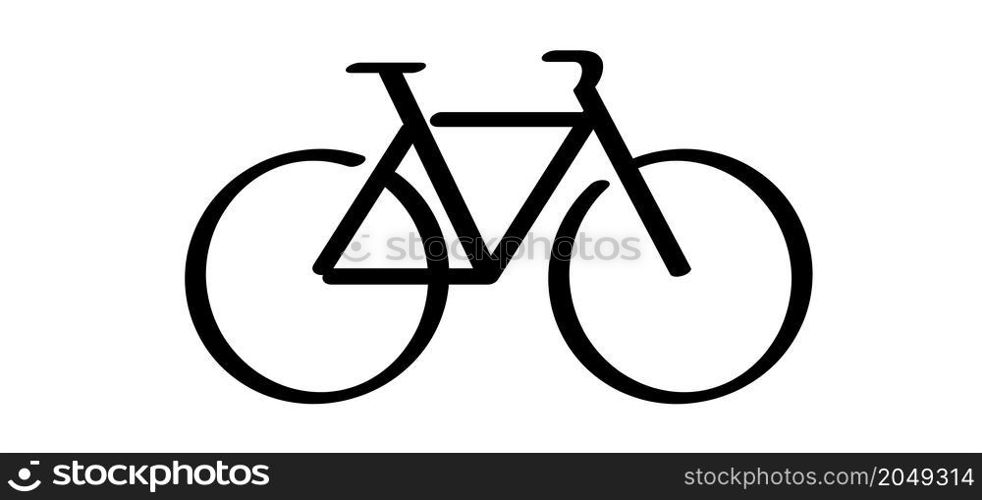 Cartoon sport cyclist banner, walppaper or card. Cycling icon. Funny vector bike signs. Sports symbol. Clipart, comic cycling logo or pictogram. Line pattern/