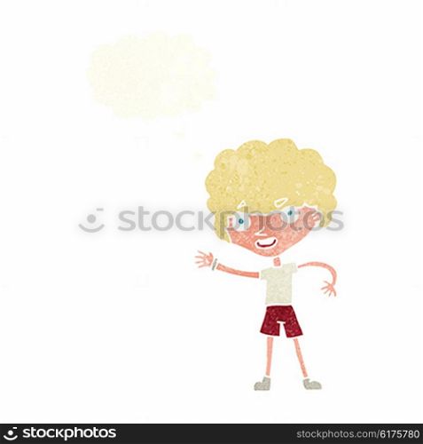 cartoon sporty person with thought bubble