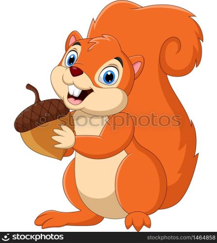 Cartoon squirrel holding a nut