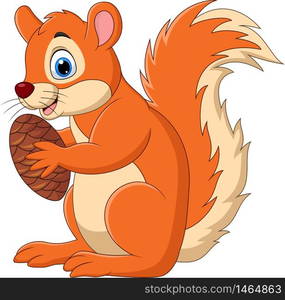 Cartoon squirrel holding a nut