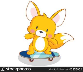 cartoon squirrels are playing skateboard