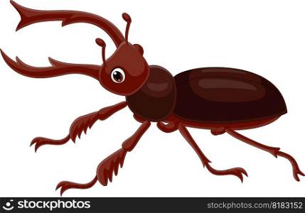 Cartoon stag beetle on white background