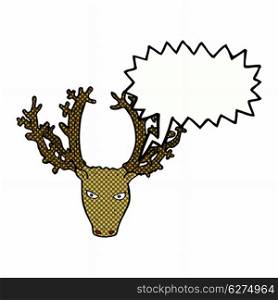 cartoon stag head with speech bubble
