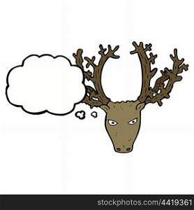 cartoon stag head with thought bubble