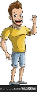 Cartoon standing strong boy character vector image