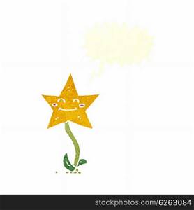 cartoon star flower with speech bubble
