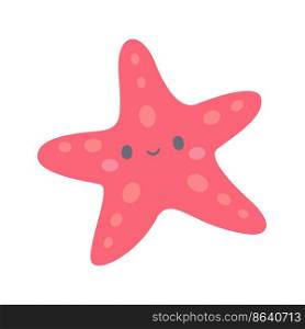 Cartoon starfish. cute sea creatures on the beach of the ocean