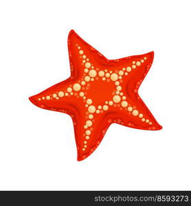 Cartoon starfish underwater animal, vector red sea invertebrate creature. Isolated ocean wild life, marine fauna inhabitant with red skin and dotted pimpled pattern. Cartoon starfish underwater animal, sea creature