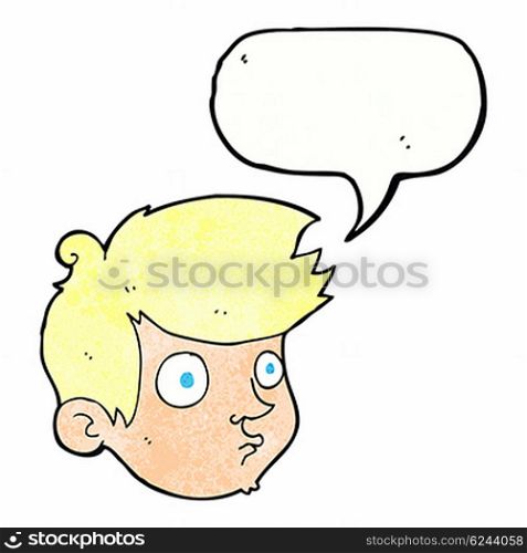cartoon staring boy with speech bubble