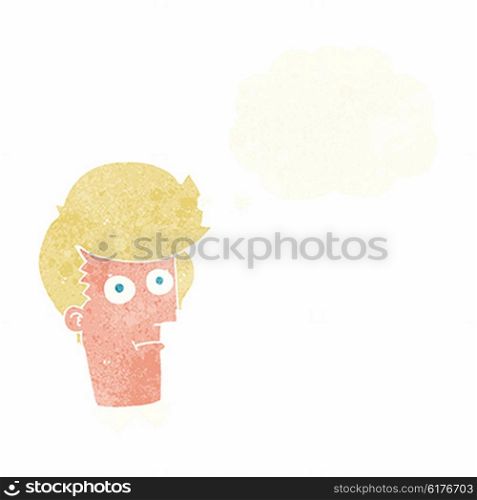 cartoon staring face with thought bubble