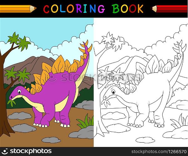 Cartoon stegosaurus coloring book