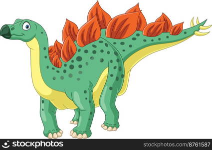 Cartoon stegosaurus on white background