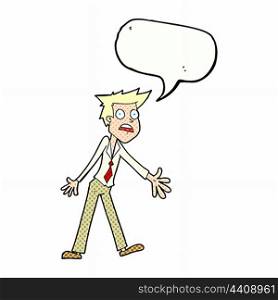 cartoon stressed man with speech bubble