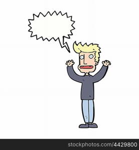 cartoon stressed man with speech bubble