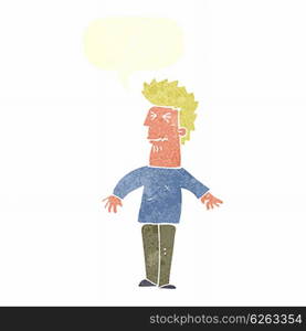 cartoon stressed man with speech bubble