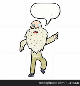 cartoon stressed old man with speech bubble