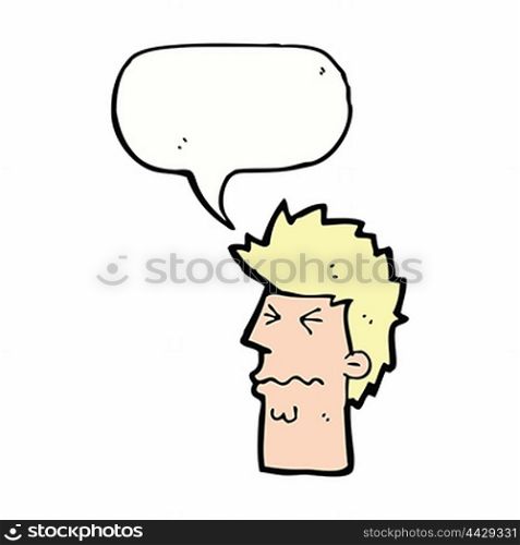 cartoon stressed out face with speech bubble