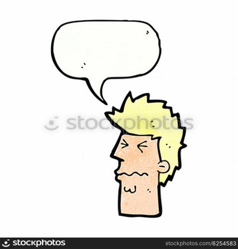 cartoon stressed out face with speech bubble