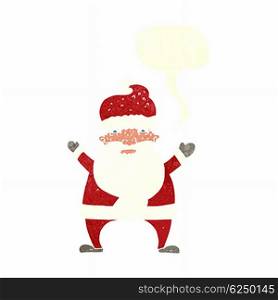 cartoon stressed out santa with speech bubble