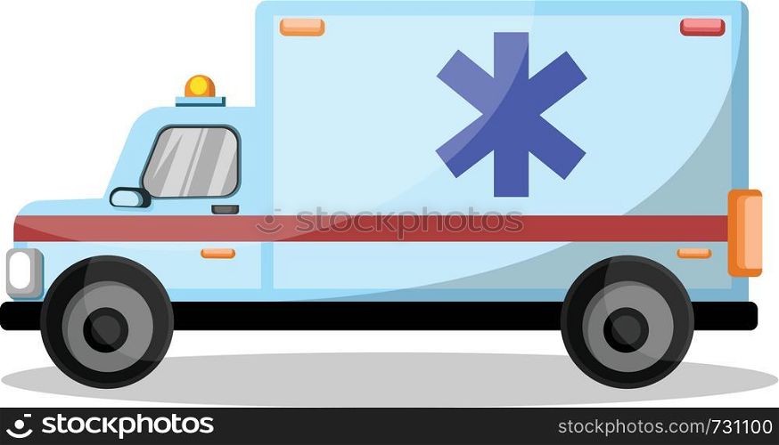 Cartoon style ambulance vehicle vector illustration on white background.