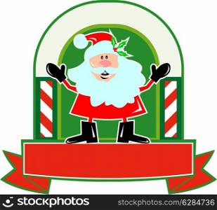 Cartoon style illustration of santa claus saint nicholas father christmas standing front with candy cane scroll on isolated white background.. Father Christmas Santa Claus