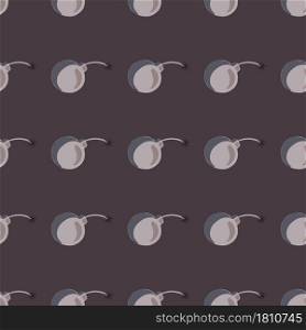 Cartoon style seamless pattern with grey simple bomb shapes. Dark pale colored artwork. Perfect for fabric design, textile print, wrapping, cover. Vector illustration.. Cartoon style seamless pattern with grey simple bomb shapes. Dark pale colored artwork.