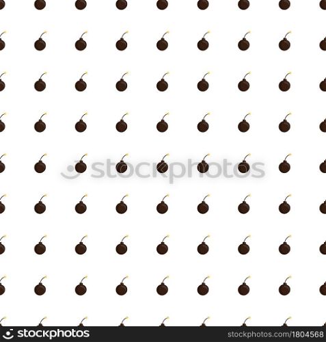 Cartoon style seamless weapon pattern with little brown bomb shapes. Isolated print. White background. Perfect for fabric design, textile print, wrapping, cover. Vector illustration.. Cartoon style seamless weapon pattern with little brown bomb shapes. Isolated print. White background.