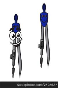 Cartoon style smiling cute compasses character with eyes, suitable for school and office design