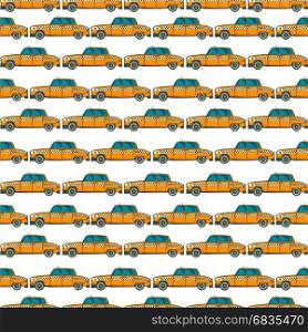 Cartoon style yellow cab seamless pattern