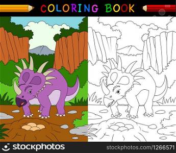 Cartoon styracosaurus coloring book